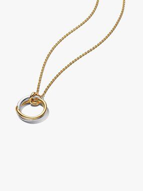 Pandora Organically Shaped Two-Tone Pendant Necklace